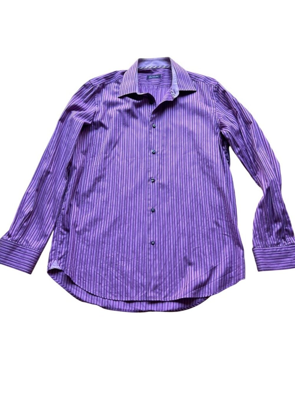 Robert Graham Size 42 16.5 Purple Striped Cotton Long Sleeve Button-Up Shirt